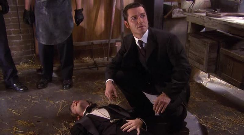 He's dead, sir. GASPING