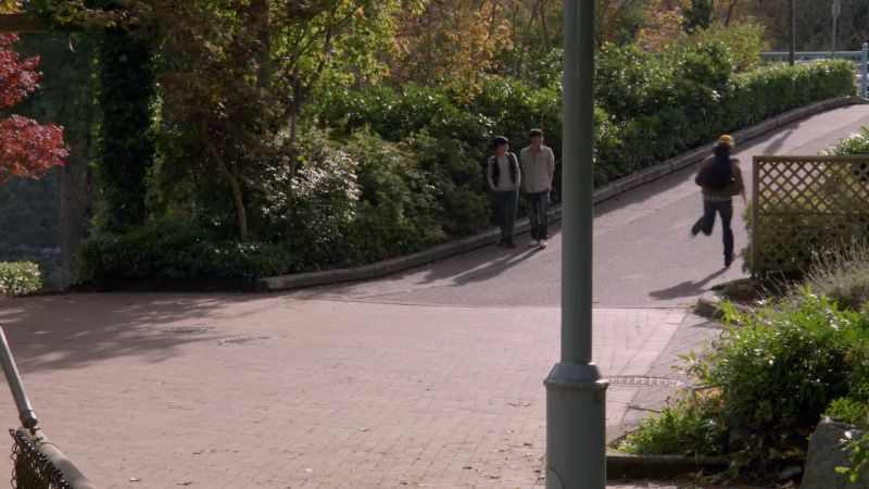 He's headed towards the college over there