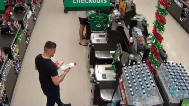 He's seen to buy bleach, cleaning gloves