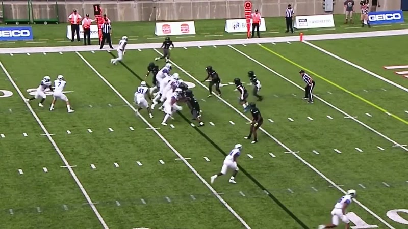 Hill handed off. It's Gage and he'll waltz in