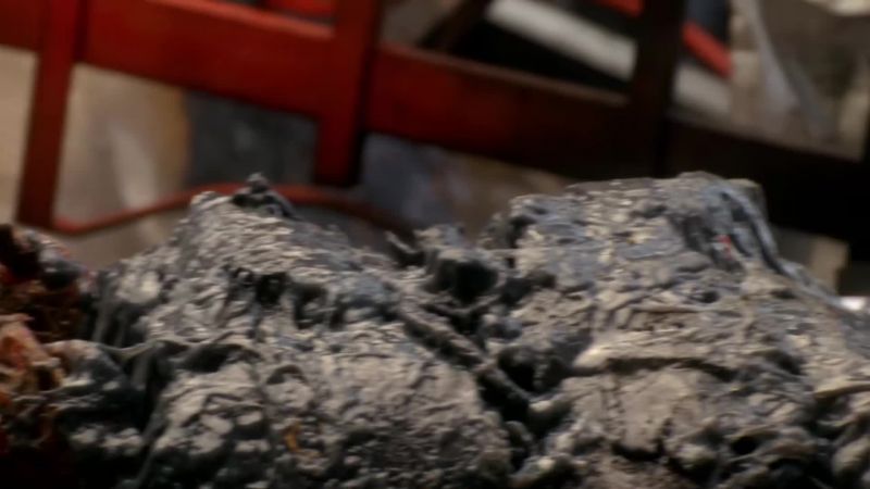His body is encased in rubber