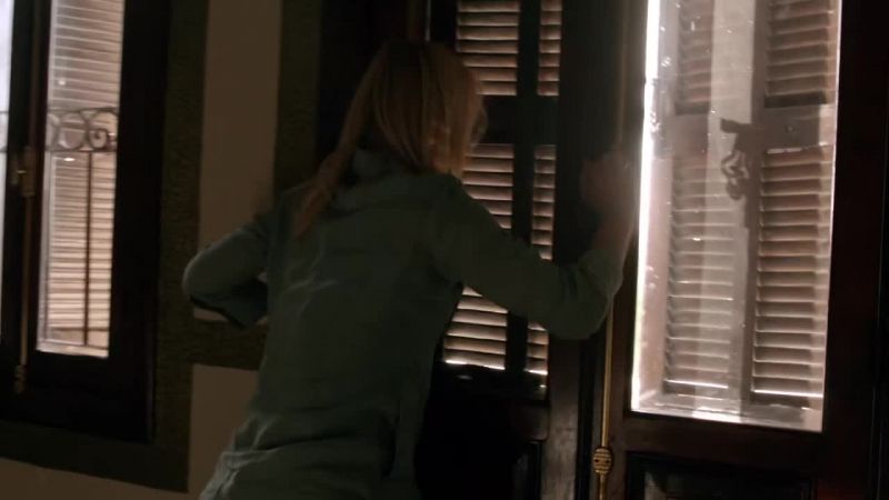 (hits door)