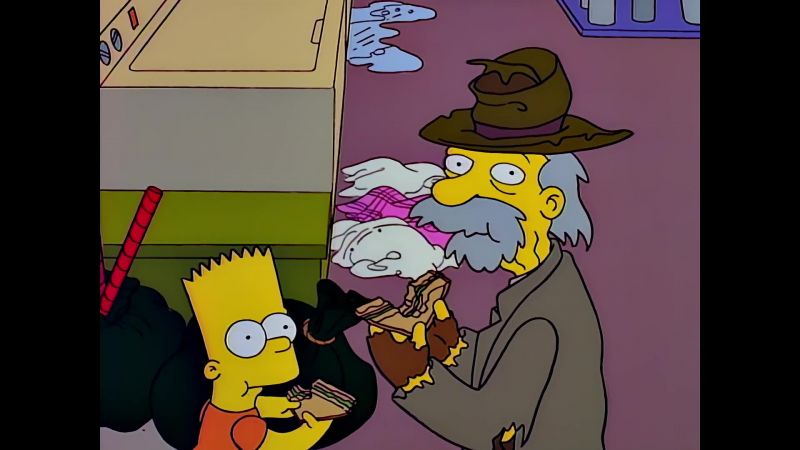 HOMER: Oh. It's just Bart and a mysterious stranger