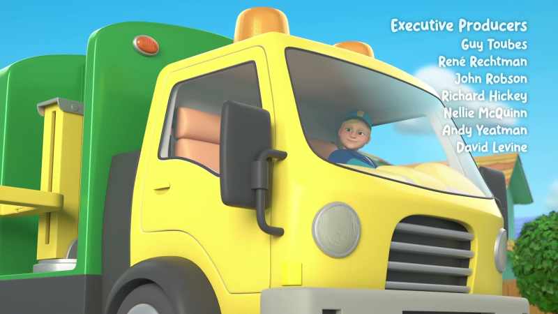 [horns honking] -[all] The garbage truck!