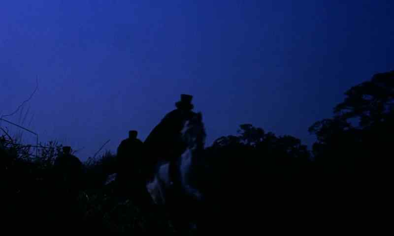 (horse hooves clomping)