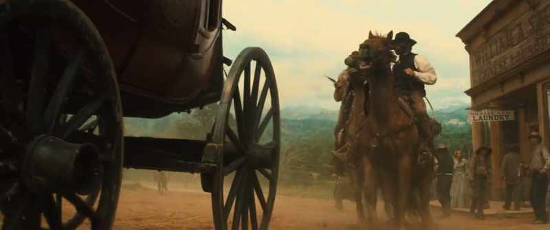 (HORSE WHINNYING) - (INDISTINCT SHOUTING)