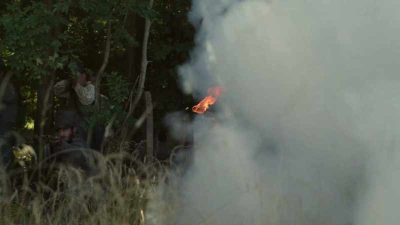 (HORSES NEIGHING) -(GUNFIRE)