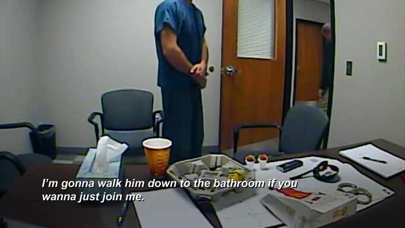 \hSo, we go down to the bathroom down the hall