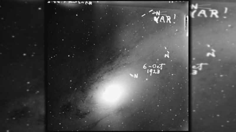 Hubble confirmed in this glass plate image