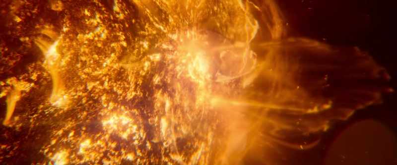 Huge loops of searingly hot plasma erupt from its surface