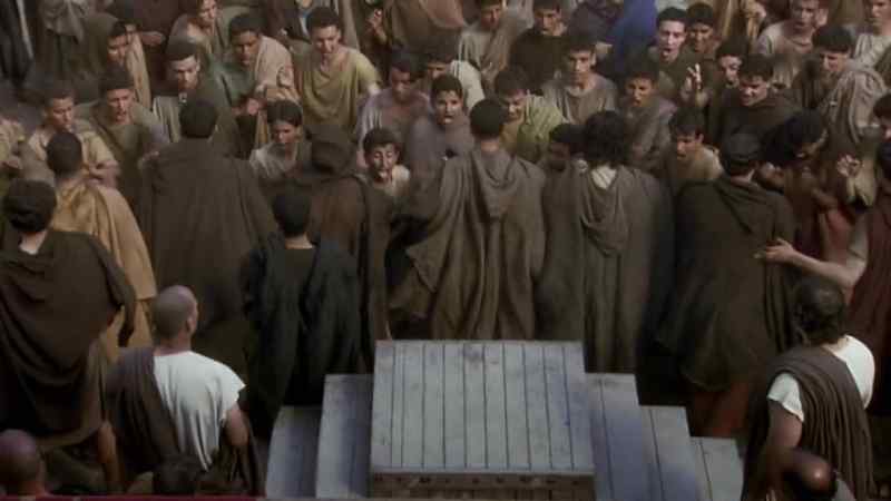 Brutus and his conspirators try to restore order