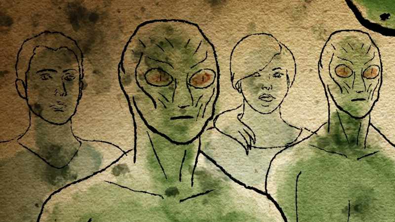 I could see human faces along with different species of
