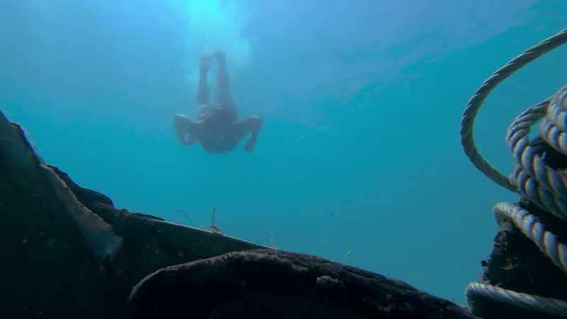 I go as far down as I can, get a really good look at the shipwreck