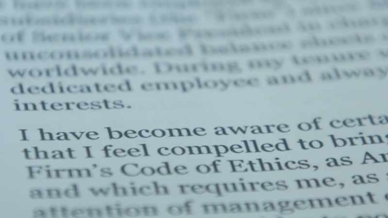 I have become aware of certain conduct and practices