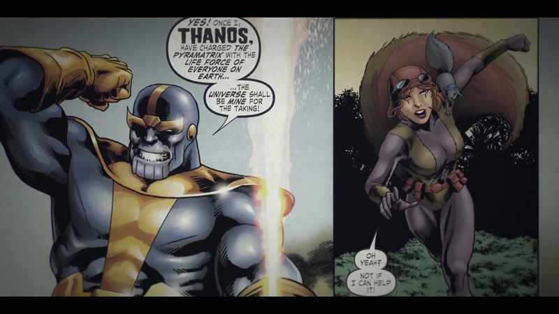I know there's a precedent for her having fought Thanos