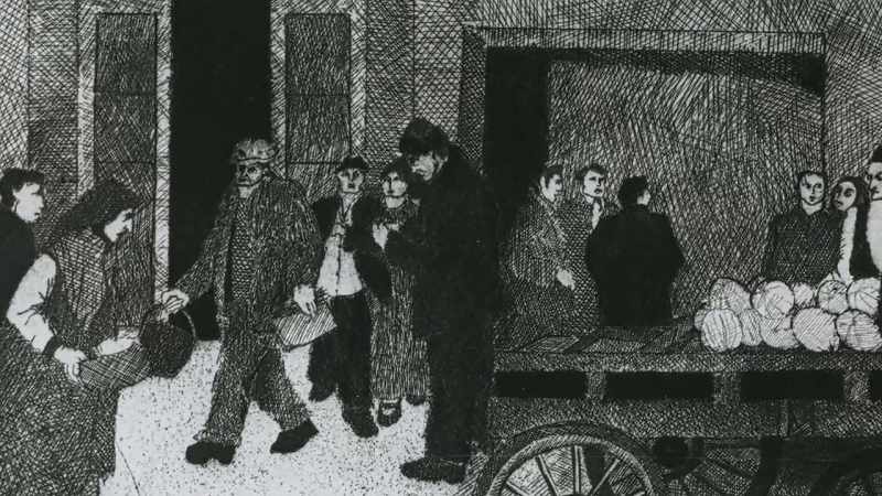I made etchings about Iranian workers