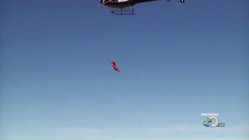 RATHER THAN DROPPING STRAIGHT DOWN LIKE A NORMAL SKYDIVER