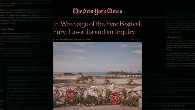 I remember The New York Times came out with an article
