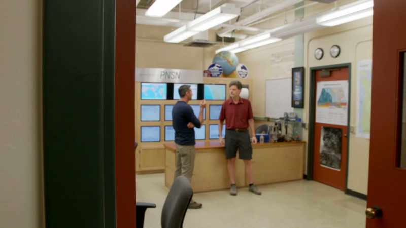I tell John about my findings using the board, hammer and sand