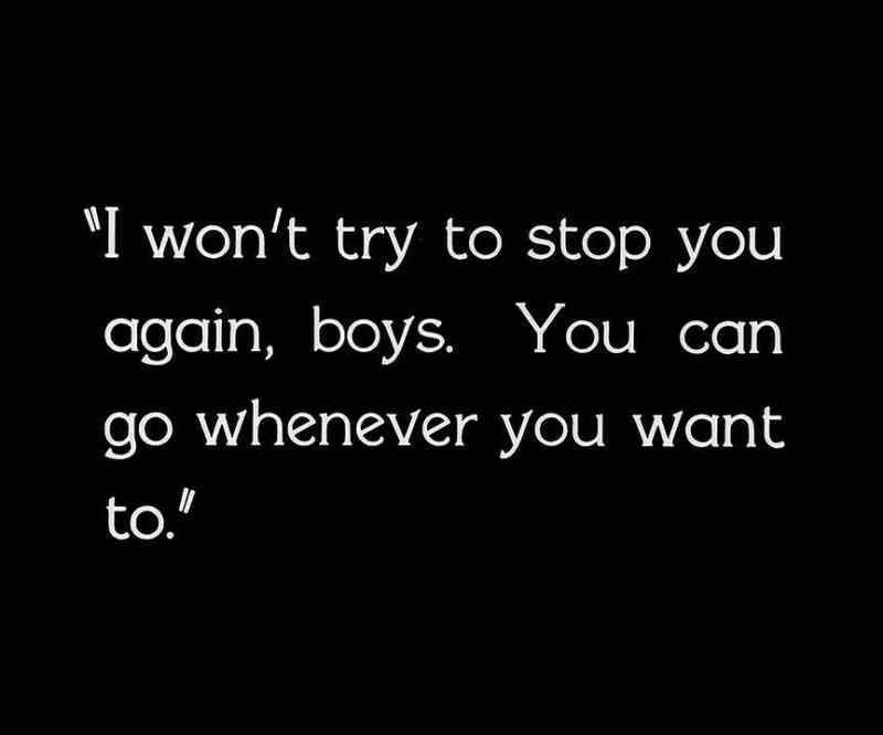 I won't try to stop you again, boys