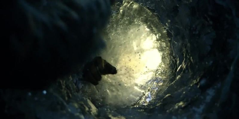 [ice crackling against hull]