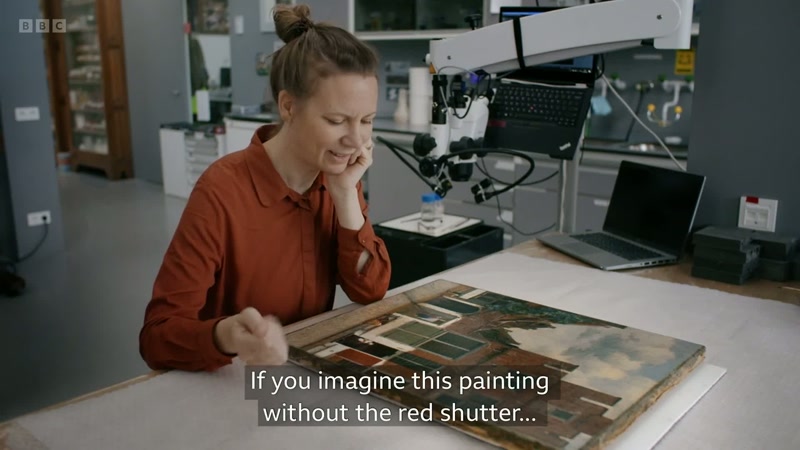 If you imagine this painting without the red shutter