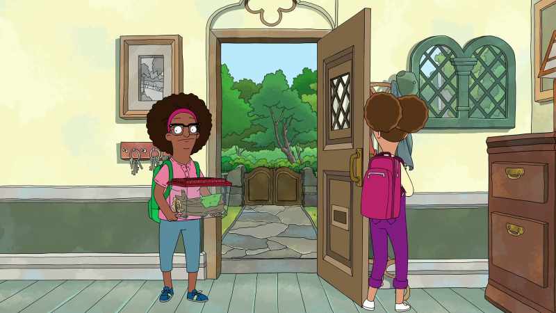 I'm home. Hazel from science class is with me. We have to finish a project