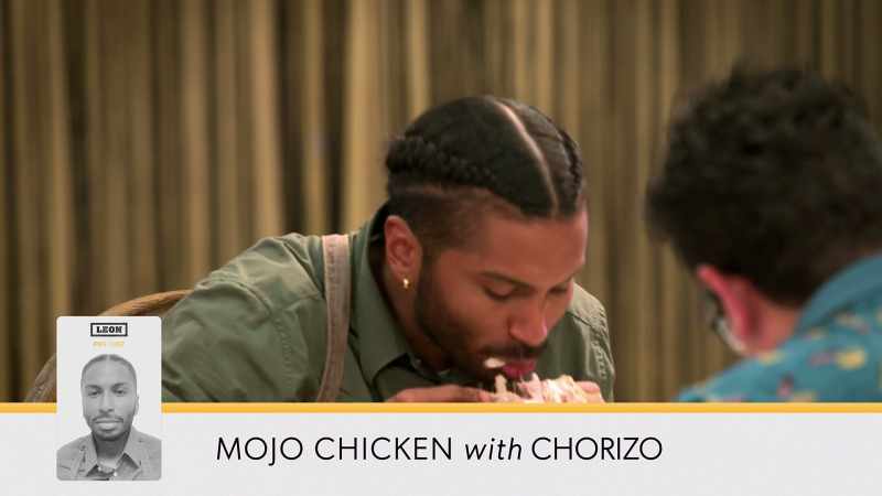I'm just going at it. I'm eating this chicken like