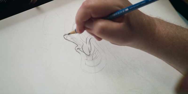 I'm making his eyebrow a little more angular here