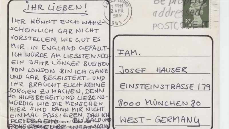 In a postcard to her mum and dad, she said