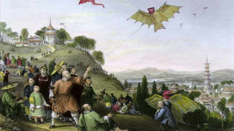 In his army he has these giant war kites