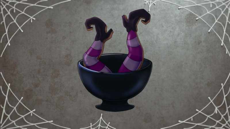 In my cauldron, you'll see the witch's legs sticking ou