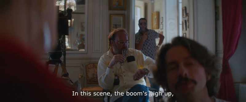 In this scene, the boom's high up