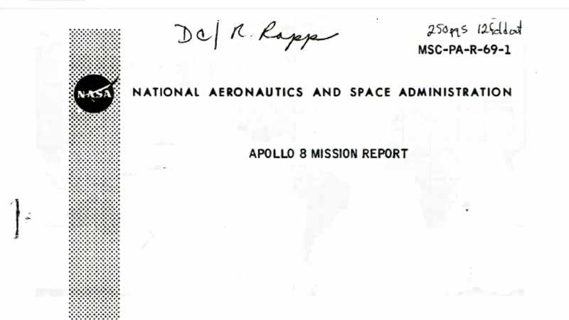 In the Apollo 8 mission report, a 250-page document