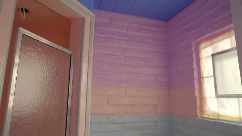 In the bathroom, we painted the walls