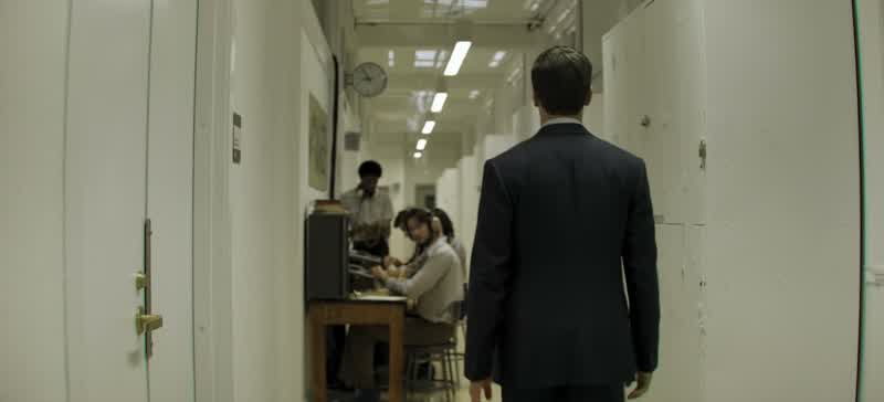 ��♪ Indistinct chatter on tape recorders playing