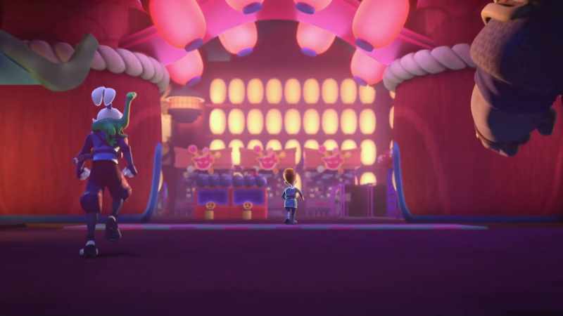 [insanely upbeat arcade music playing]
