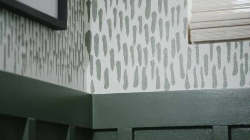 Instead of using wallpaper, I hand painted the wall