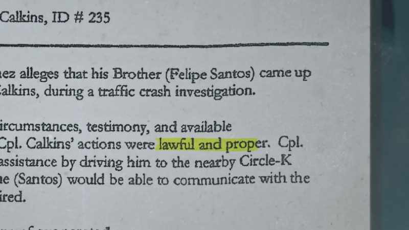 Internal affairs investigators deems Calkins' actions