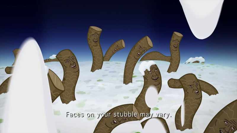 into docile, tranquil strands of compliant stubble