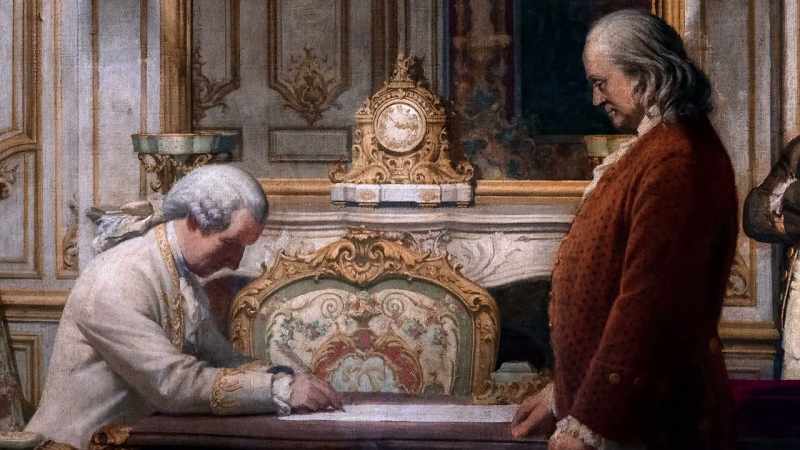Isaacson: When they signed the treaty, he wears this old