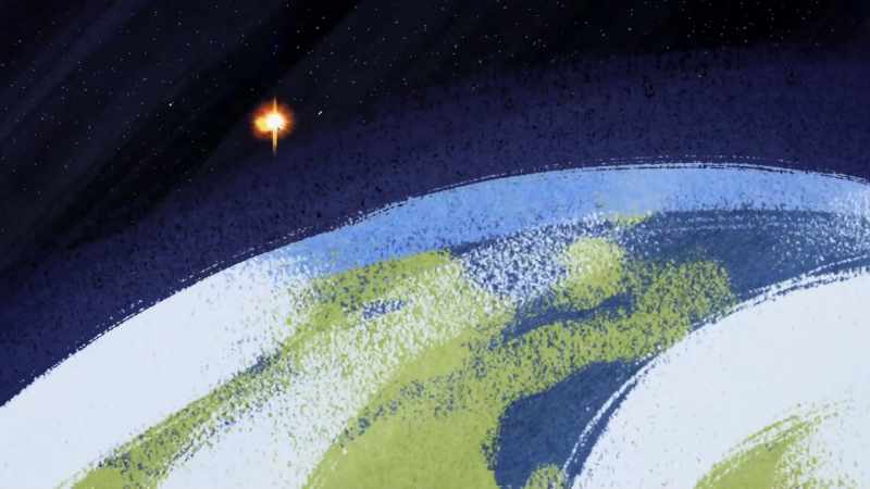 ISS orbits around Earth