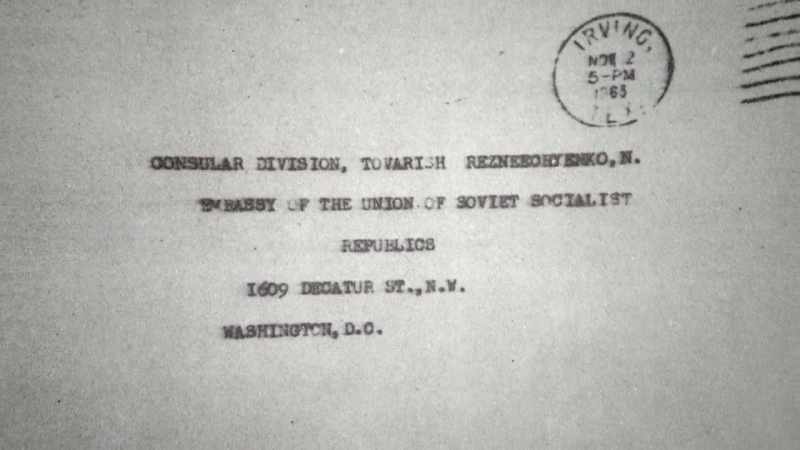 It was addressed to the Soviet embassy in Washington