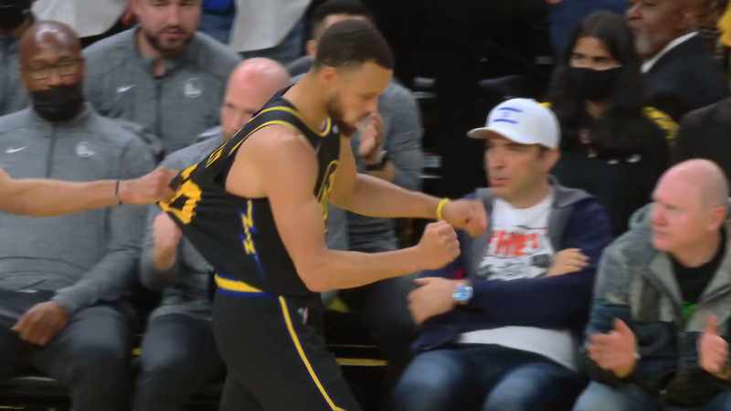 It was blocked by Curry. Blocked by Curry on the three