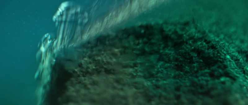 It comes gushing back up into the freezing seawater