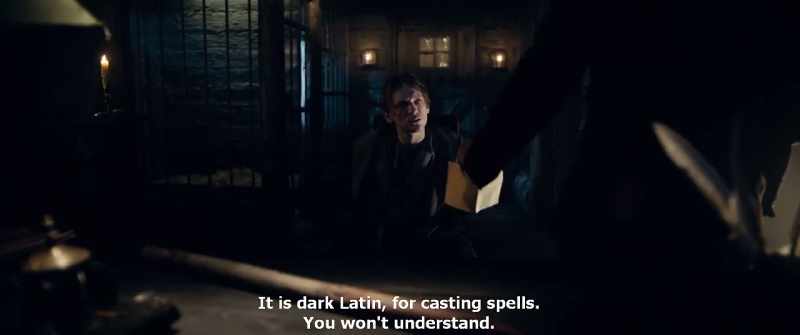 It is dark Latin, for casting spells. You won't understand