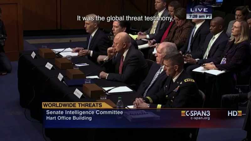 It was the global threat testimony