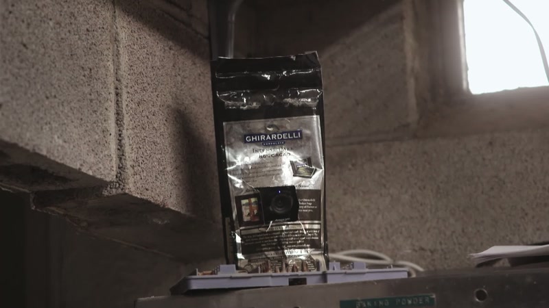 It's actually just a small camera inside this chocolate bag