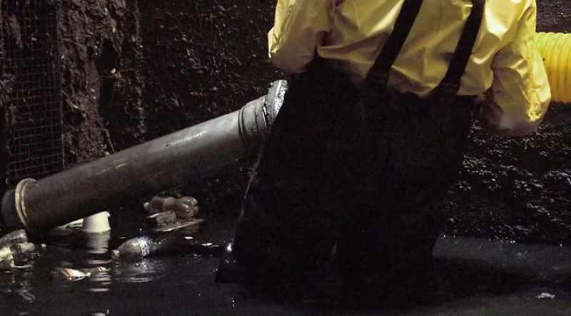 It's clogged with debris and solid human waste