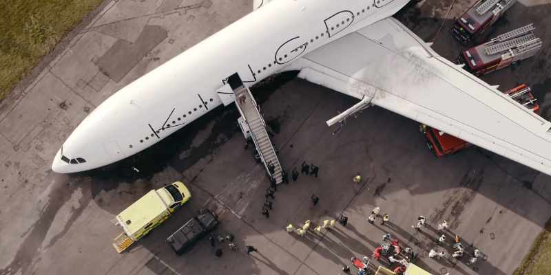 It's down. They've landed. Getting people off the plane now